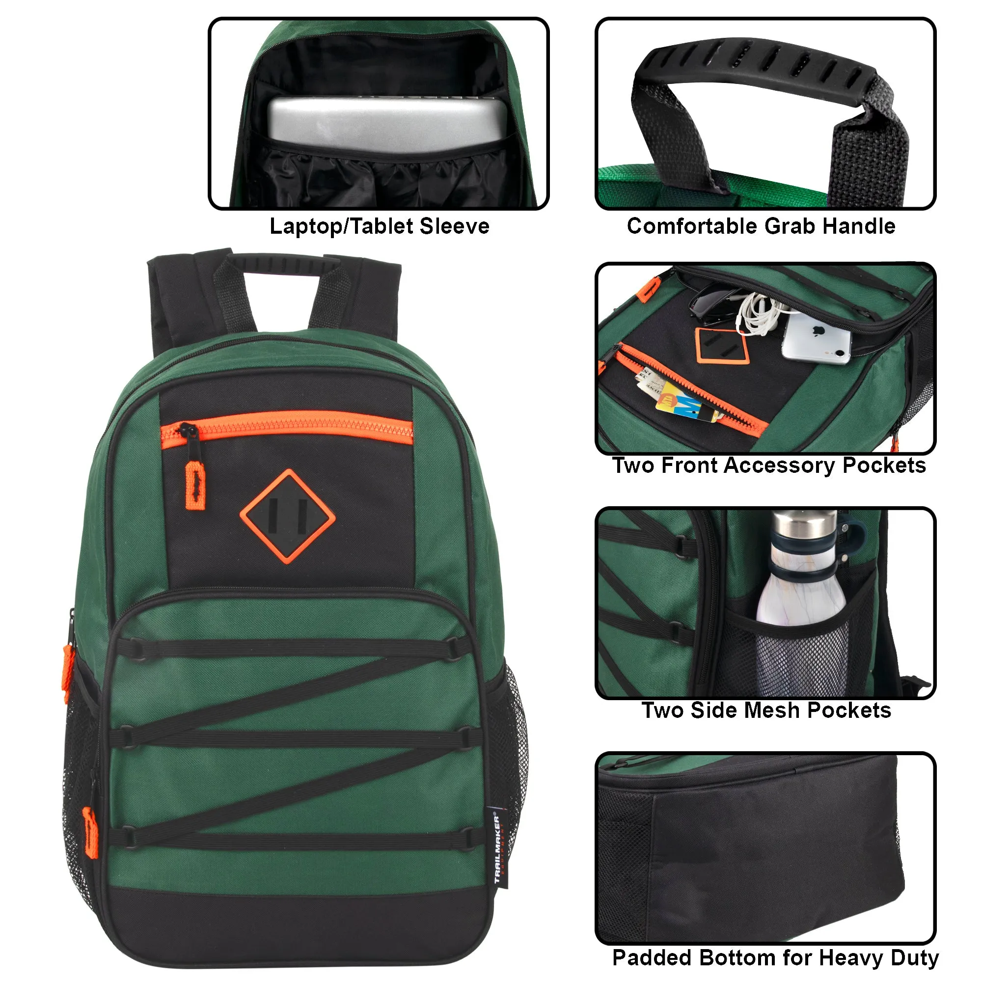 19 Inch Dome Bungee Backpack with Laptop Section - 4 Boys Colors