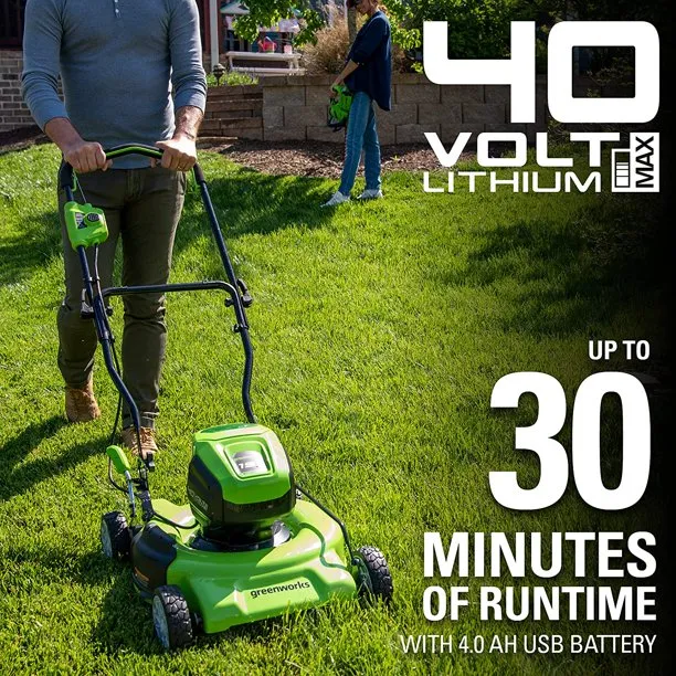40V 19" Cordless Battery Push Lawn Mower 3PC Combo Kit w/ 4.0Ah Battery & Charger