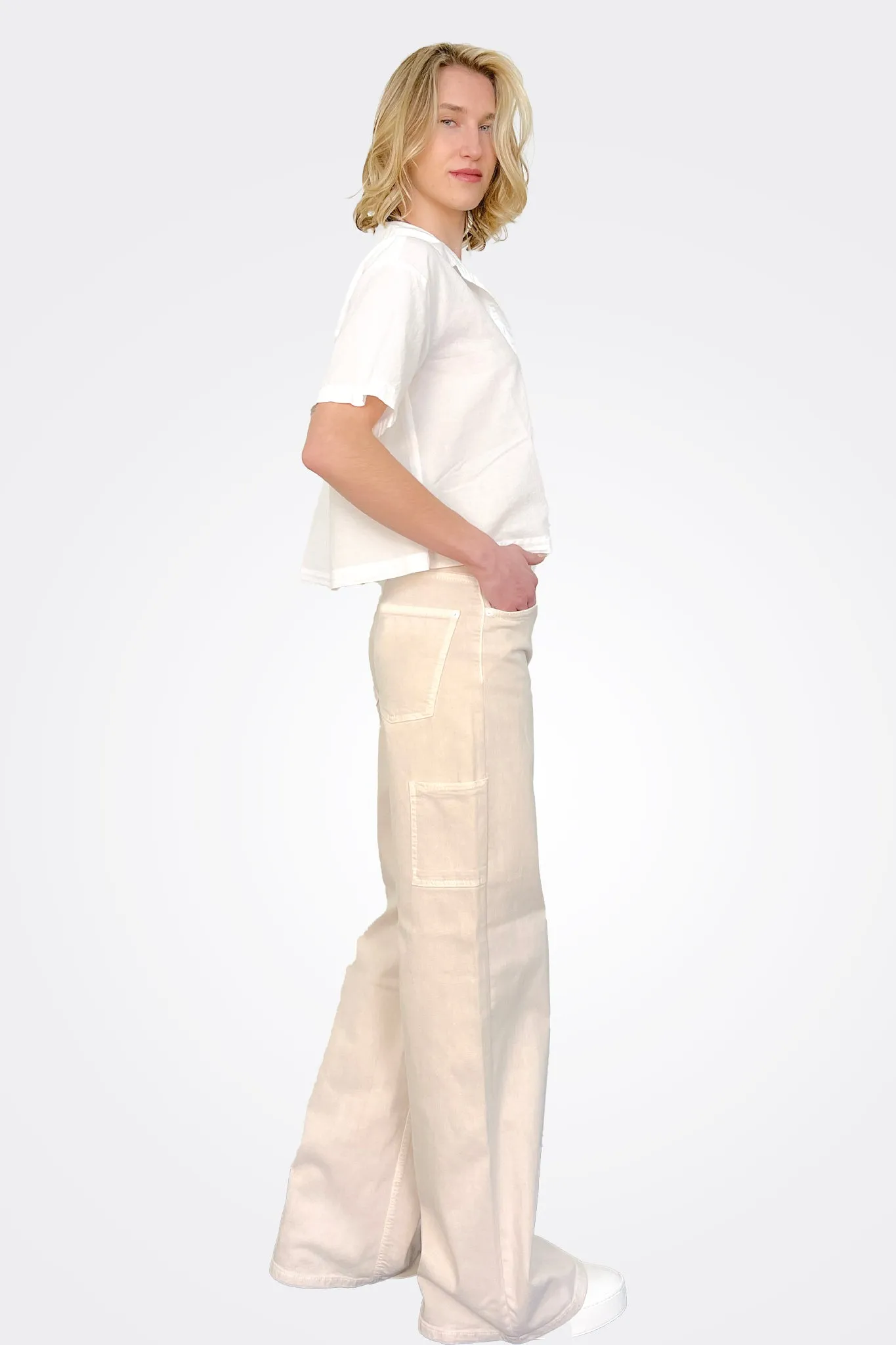Alia Wide Leg Jean - Stone