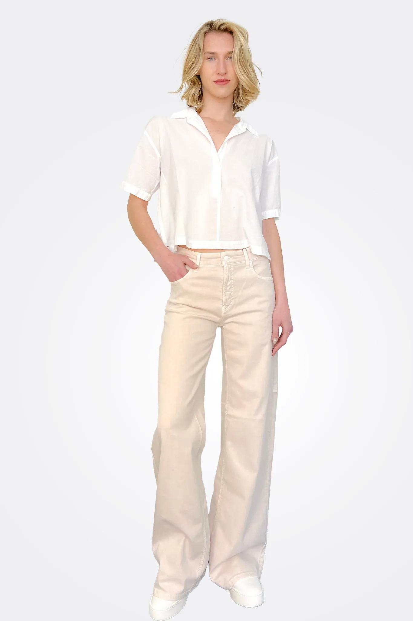 Alia Wide Leg Jean - Stone