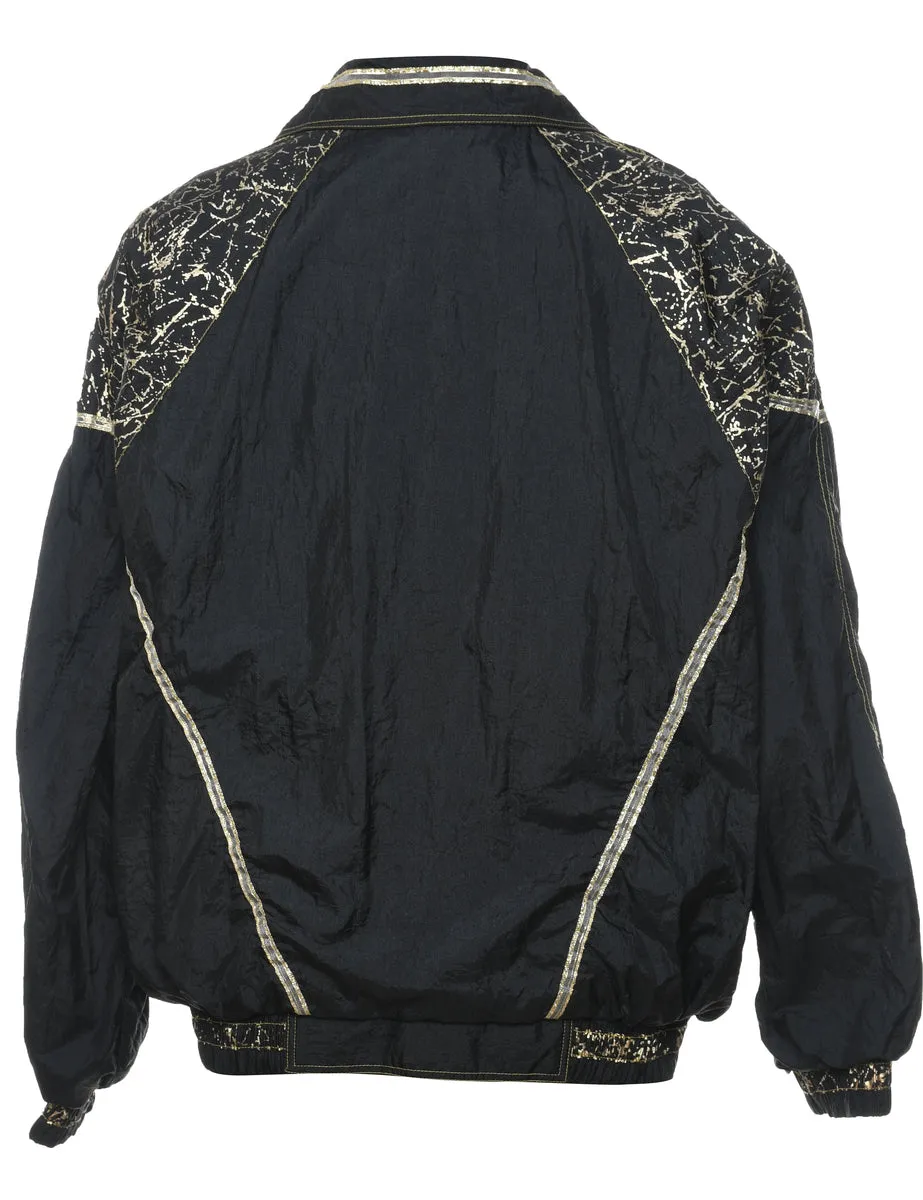 Black & Silver Patterned Nylon Jacket - S