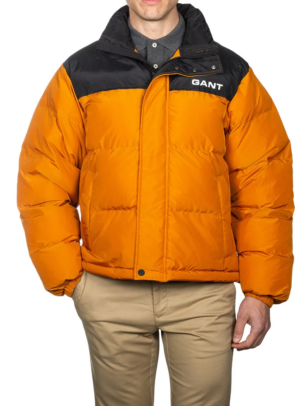 Blocked Padded Jacket Dark Mustard Orange