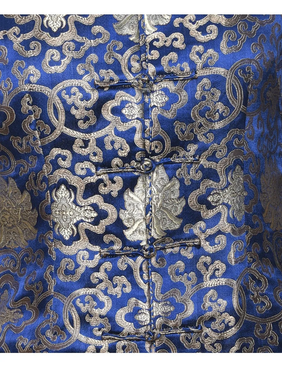Brocade Navy & Silver Traditional Evening Jacket - S