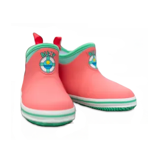 Buoy Children's Coral & Seafoam Rubber Slip On Deck Boots BB109