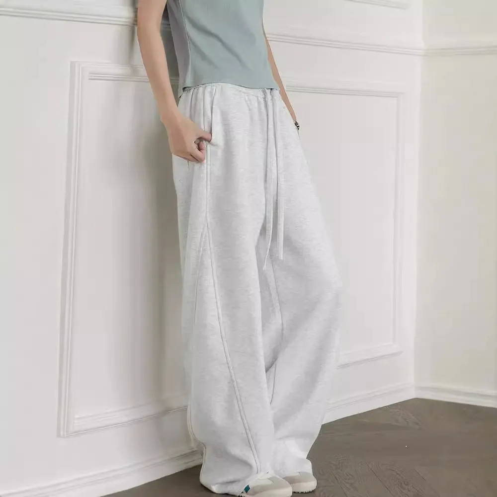 Flytonnshop fall outfits women Early Autumn Thin Sweatpants Women's Loose Casual Sports Pants Draping Straight Pants Mopping Pants Hip-Hop Drawstring Wide-Leg Pants