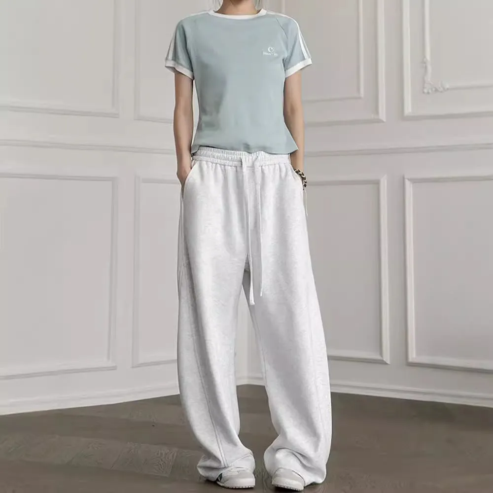 Flytonnshop fall outfits women Early Autumn Thin Sweatpants Women's Loose Casual Sports Pants Draping Straight Pants Mopping Pants Hip-Hop Drawstring Wide-Leg Pants