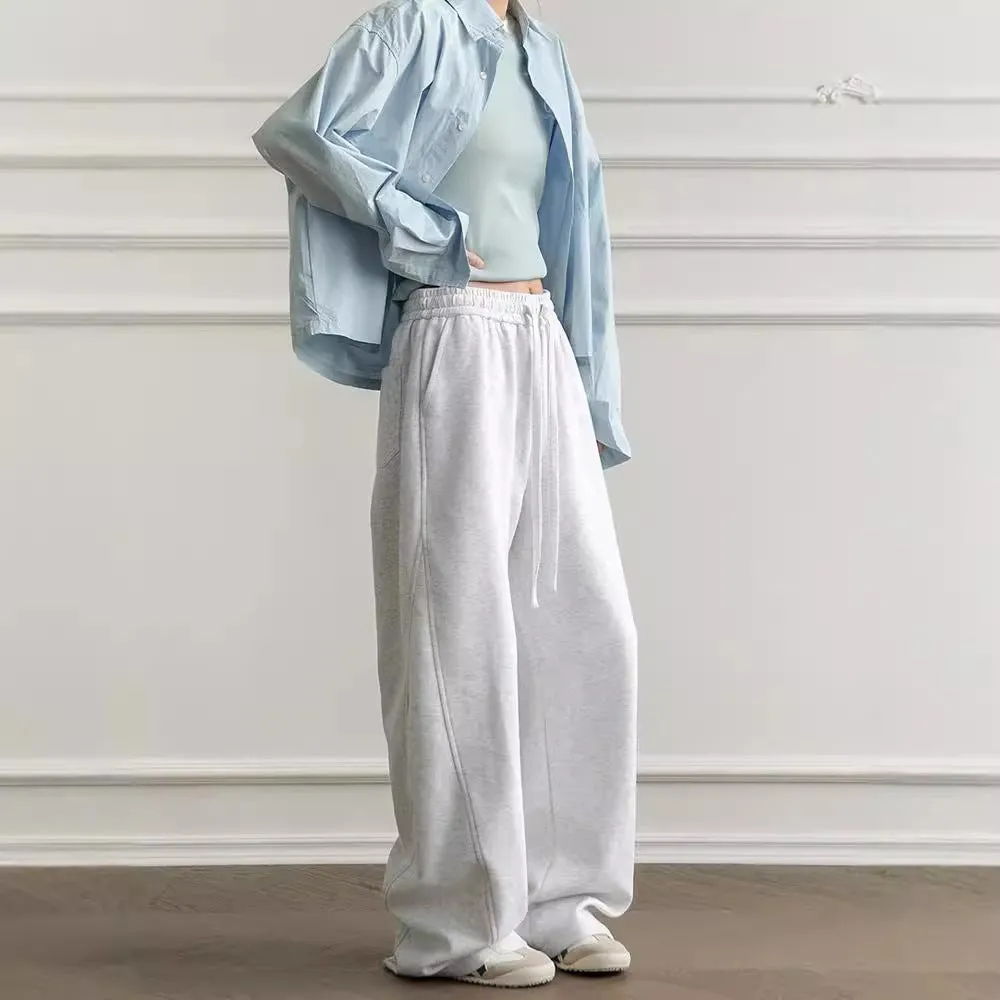 Flytonnshop fall outfits women Early Autumn Thin Sweatpants Women's Loose Casual Sports Pants Draping Straight Pants Mopping Pants Hip-Hop Drawstring Wide-Leg Pants