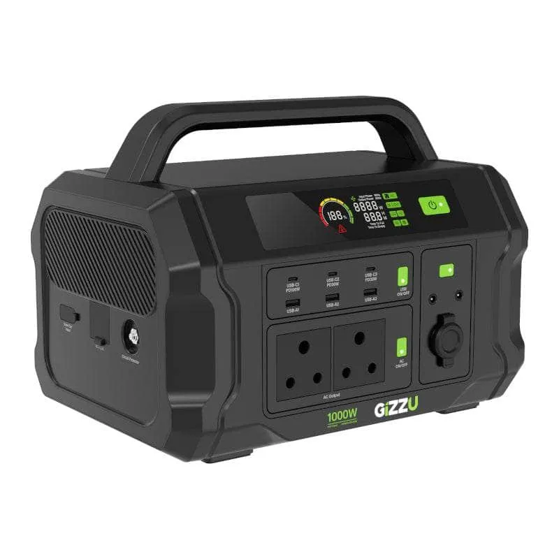 Gizzu Challenger Pro 1120 Wh/1000 W Ups Fast Charge Lifepo4 Portable Power Station Gps1100 U