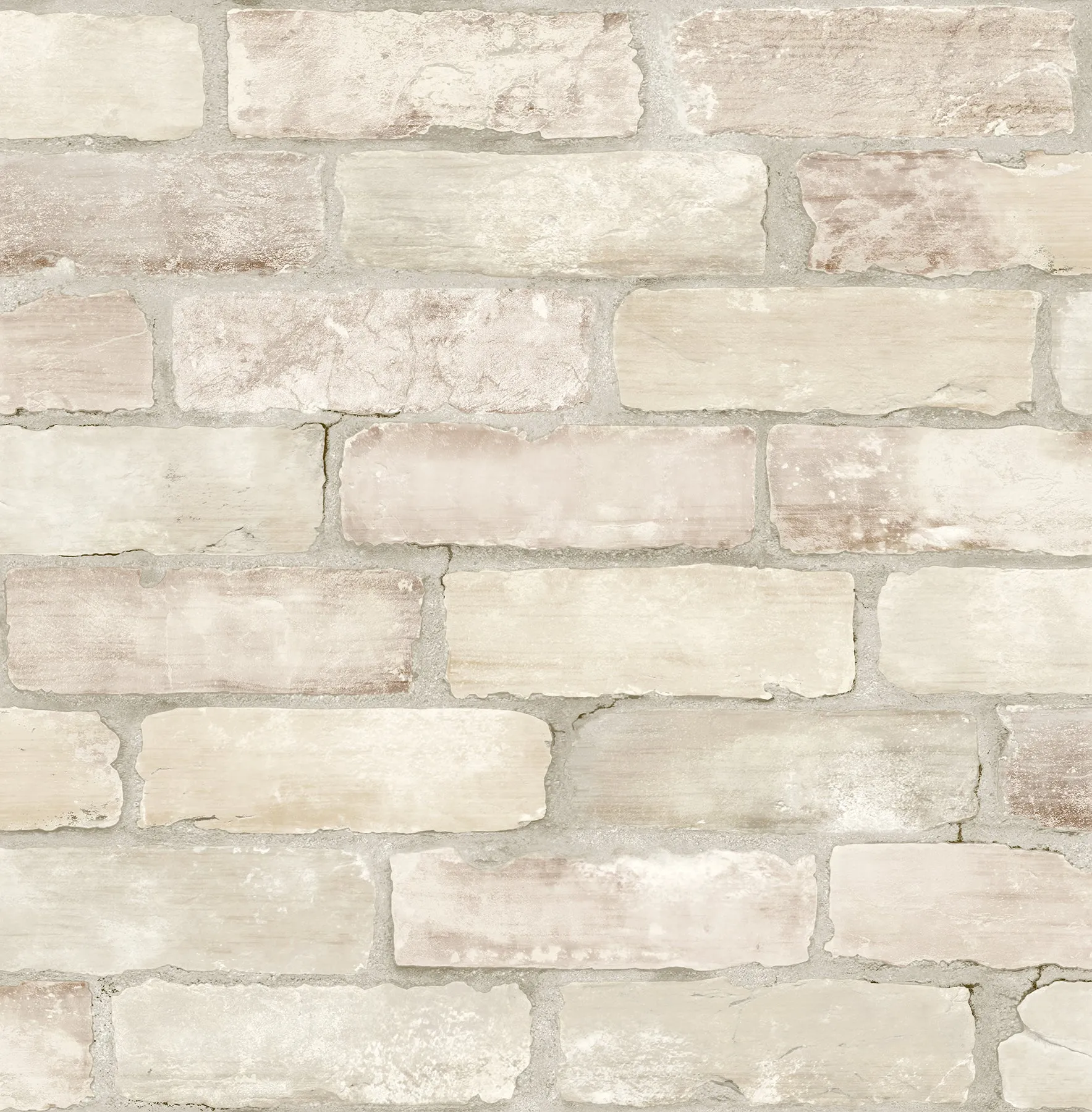 Limewashed Bone WeatheBrick Wallpaper