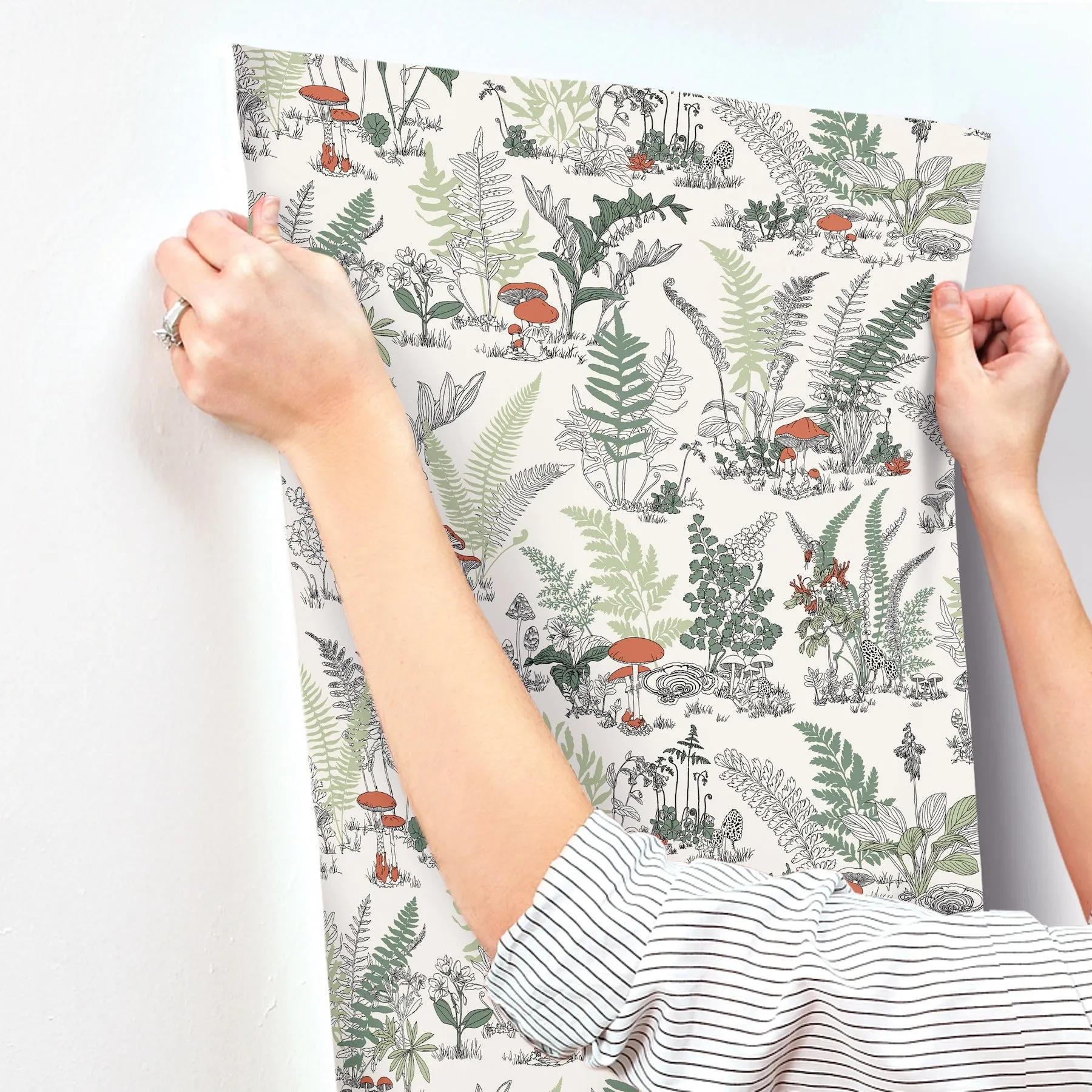 Mushroom Garden Toile Wallpaper
