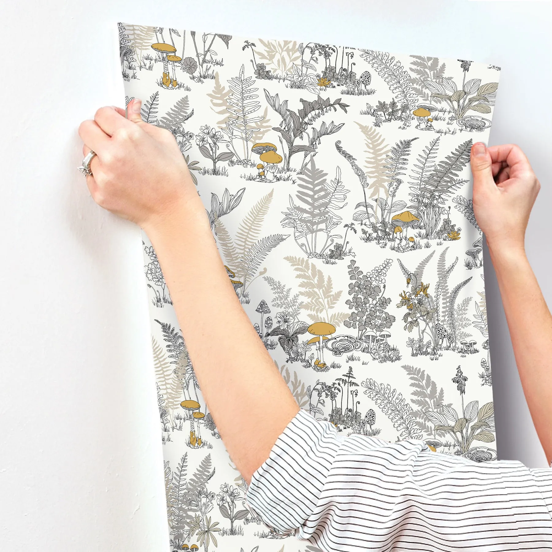 Mushroom Garden Toile Wallpaper