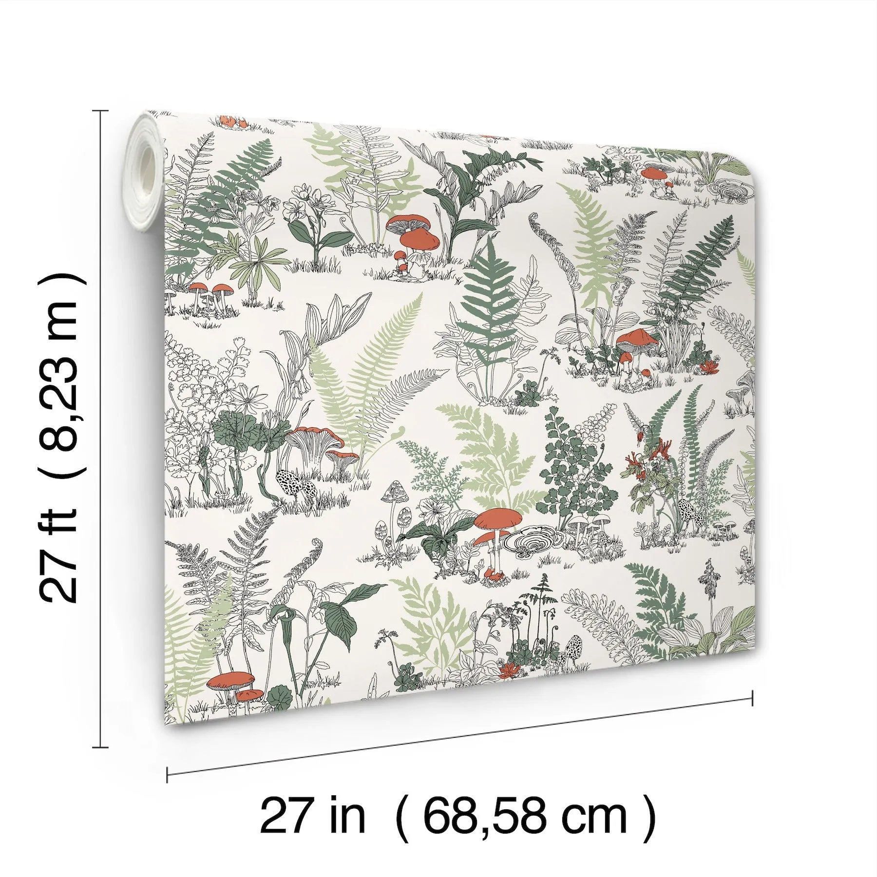 Mushroom Garden Toile Wallpaper