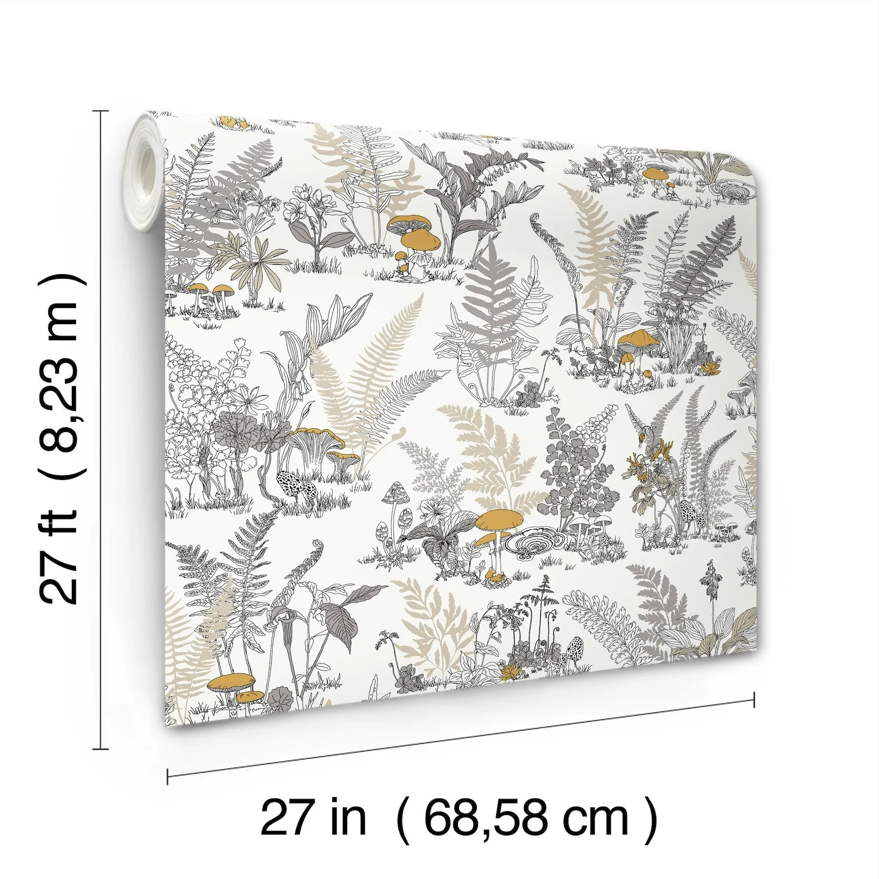 Mushroom Garden Toile Wallpaper