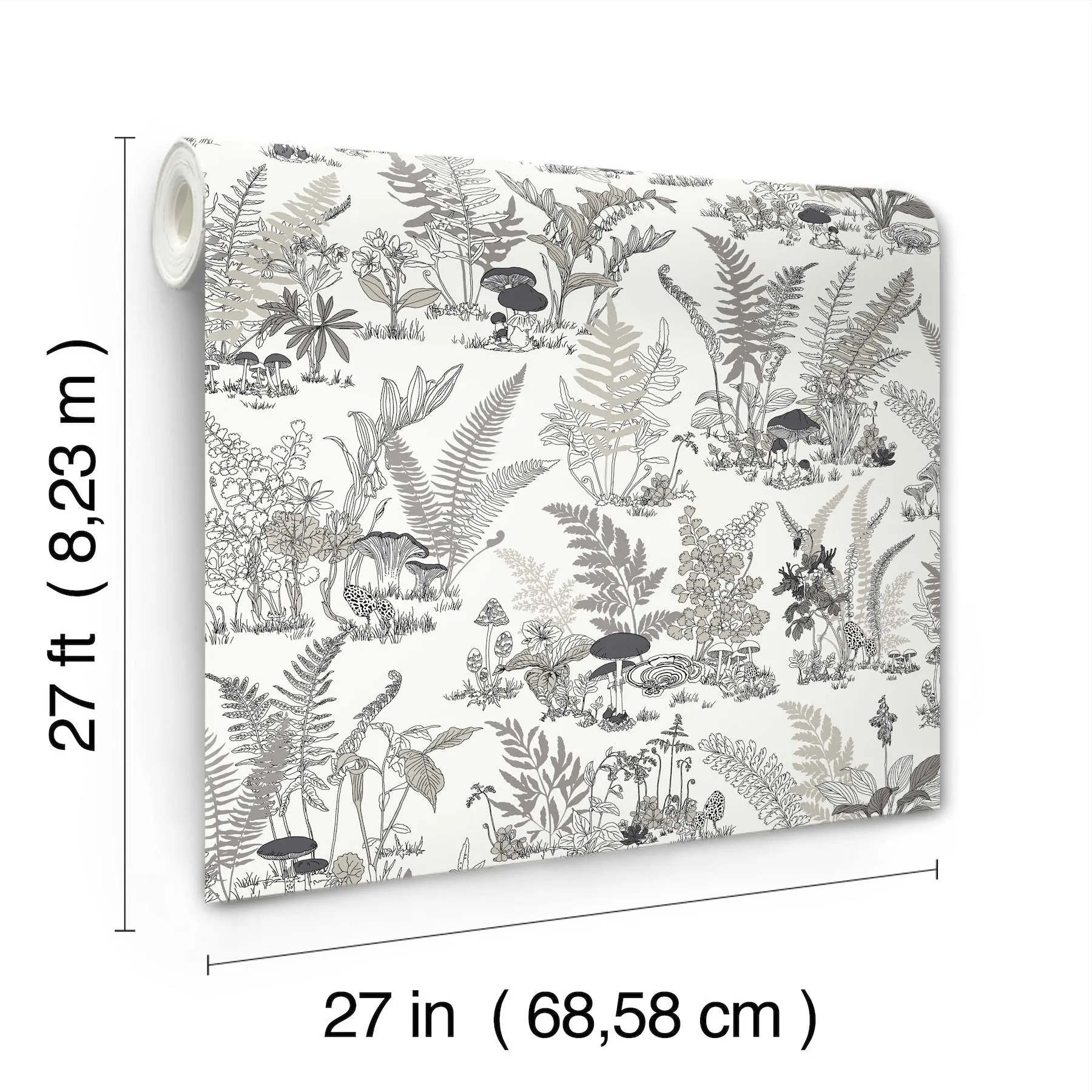 Mushroom Garden Toile Wallpaper