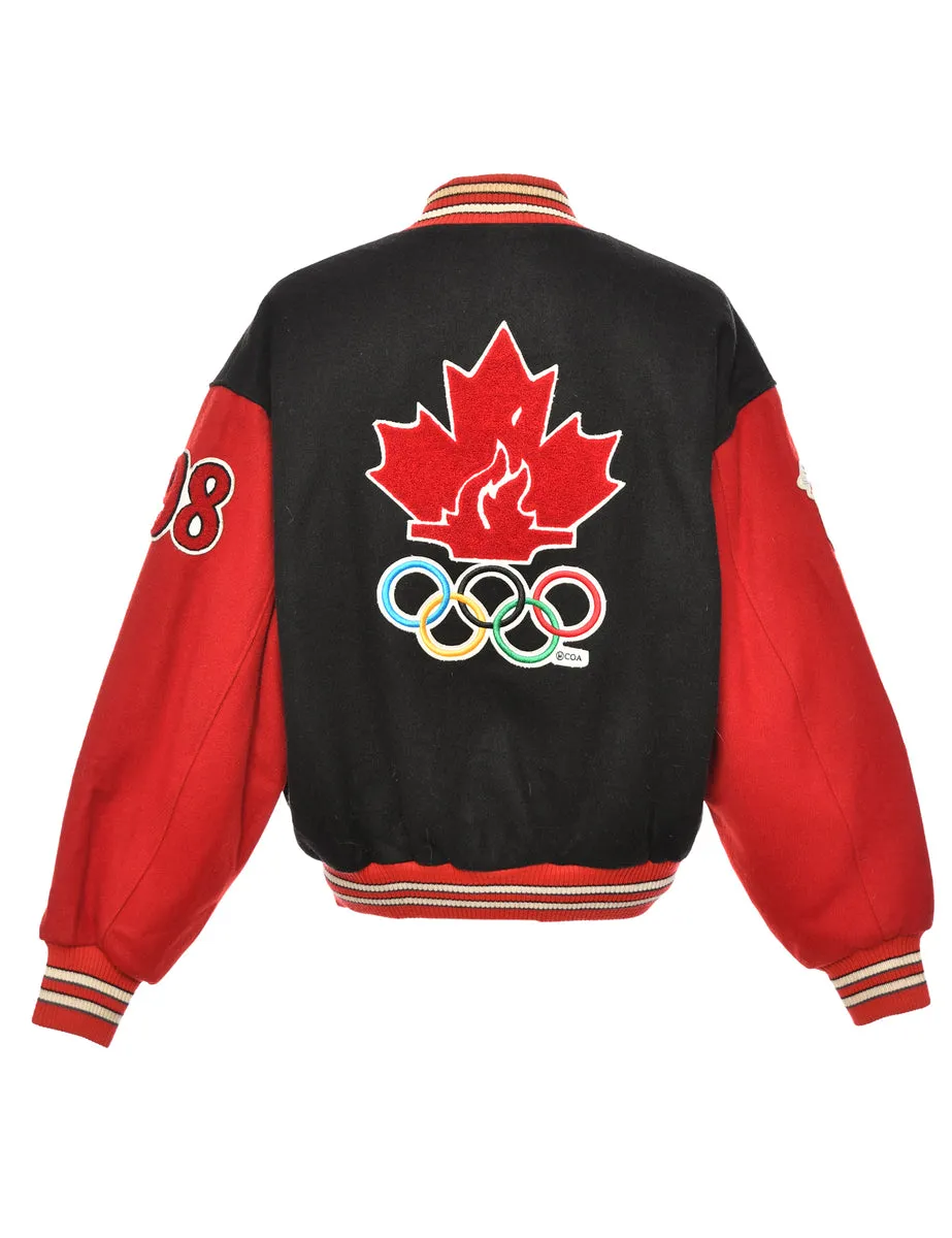 Red & Black Canada Design Varsity Jacket - L