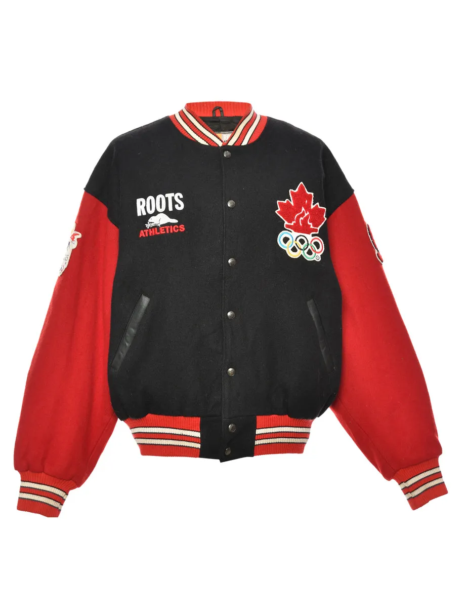 Red & Black Canada Design Varsity Jacket - L